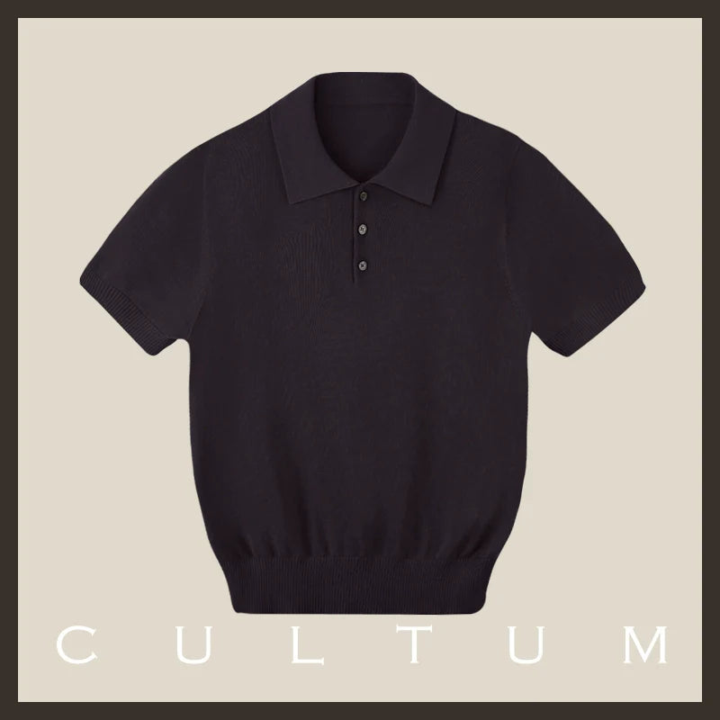 CULTUM  Breathable Knitted Polo Shirt Short Sleeve