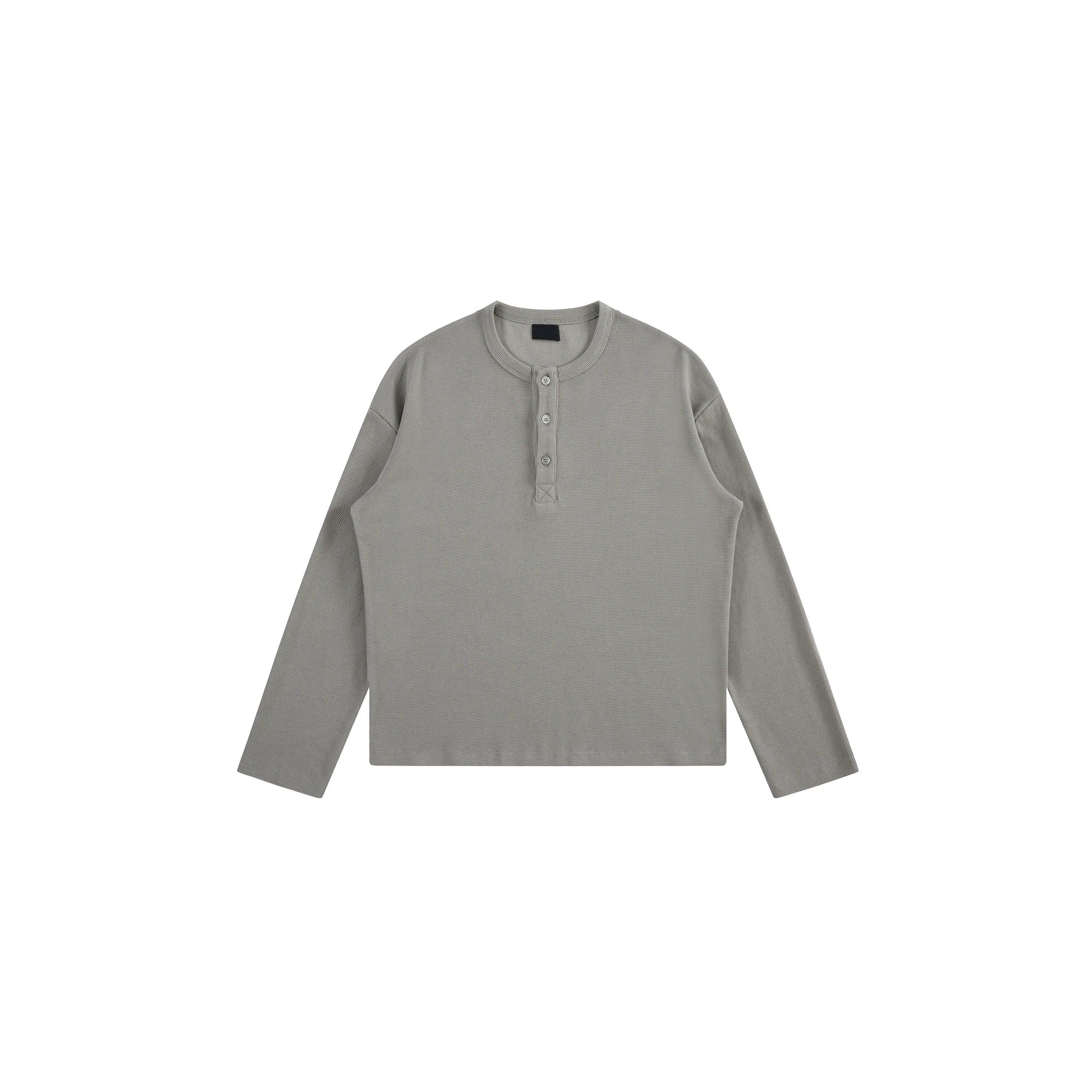 PLUS NO LOGO Diamond Waffle Henry Neck Long Sleeve