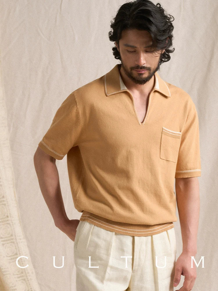 CULTUM Button-free Knitted Polo Shirt Short Sleeve