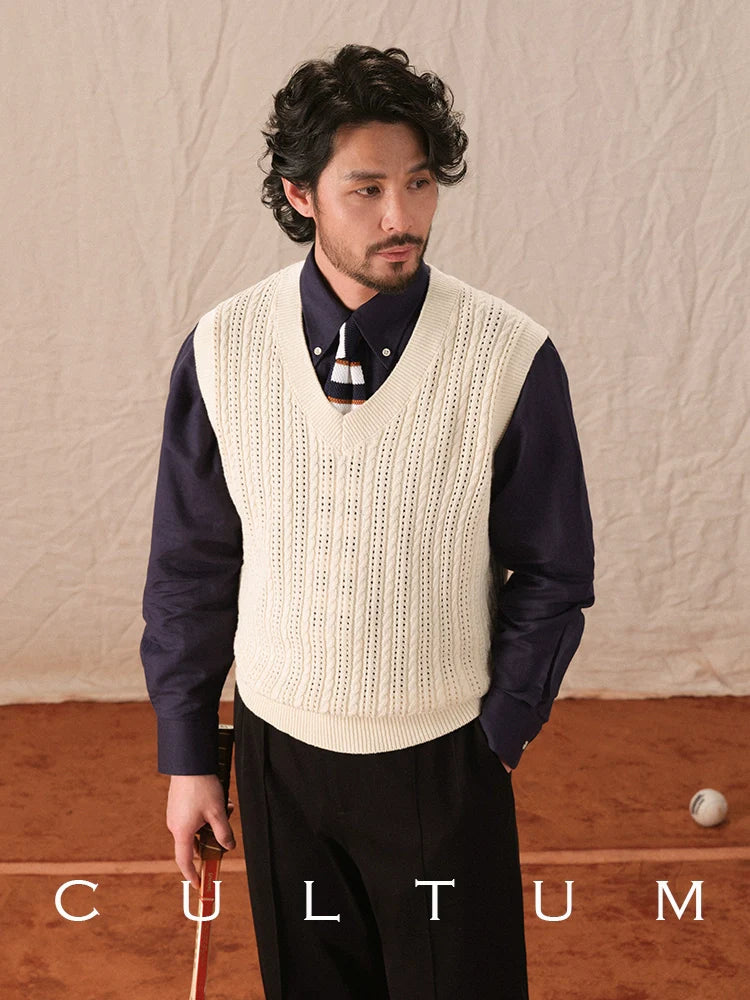 CULTUM Hollow Breathable V-Neck Tennis Bottom Shirt Vest