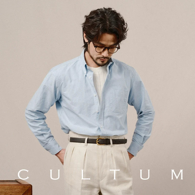 CULTUM 100% Cotton Casual Loose-fitting Long-sleeved Shirt