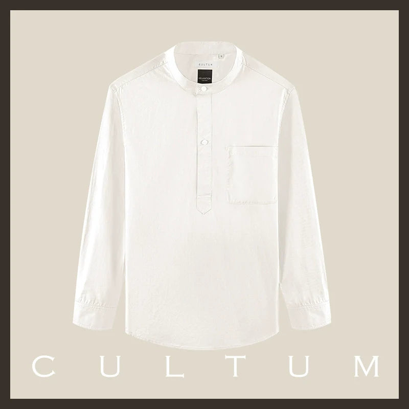 CULTUM Casual Slack Half Open Collar Long Sleeve Shirt