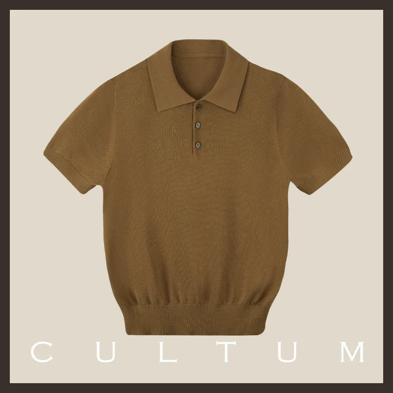 CULTUM  Breathable Knitted Polo Shirt Short Sleeve