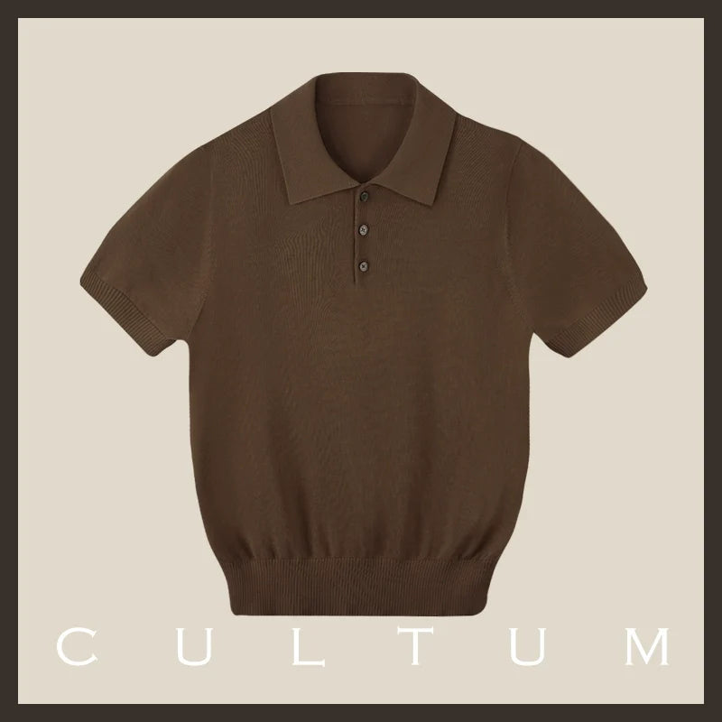 CULTUM  Breathable Knitted Polo Shirt Short Sleeve
