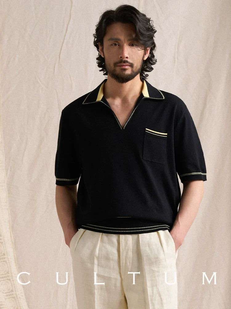 CULTUM Button-free Knitted Polo Shirt Short Sleeve