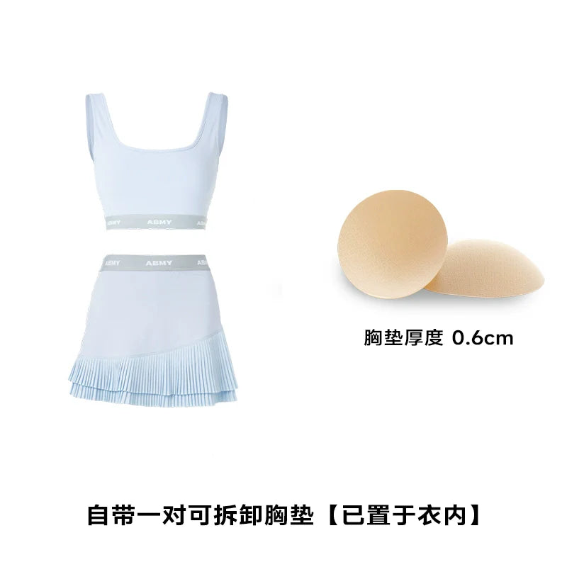 ABMY Hollow Suspender Irregular Pleated Skirt