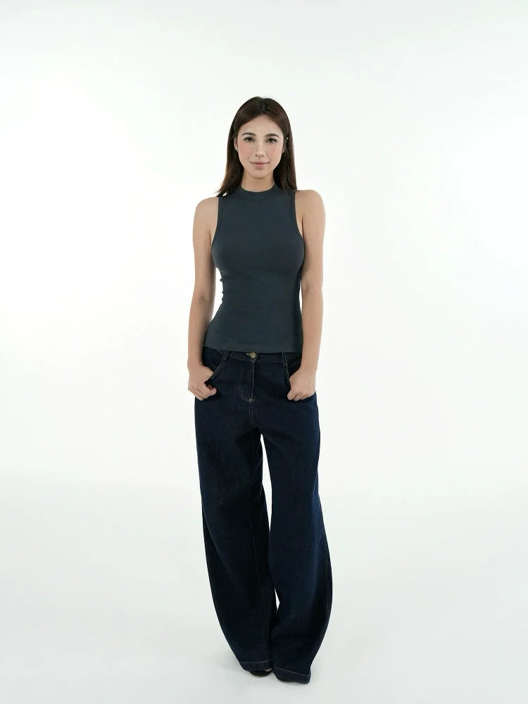 Jim Kennet Semi-turtleneck Sleeveless Slim Fit Stretch Vest