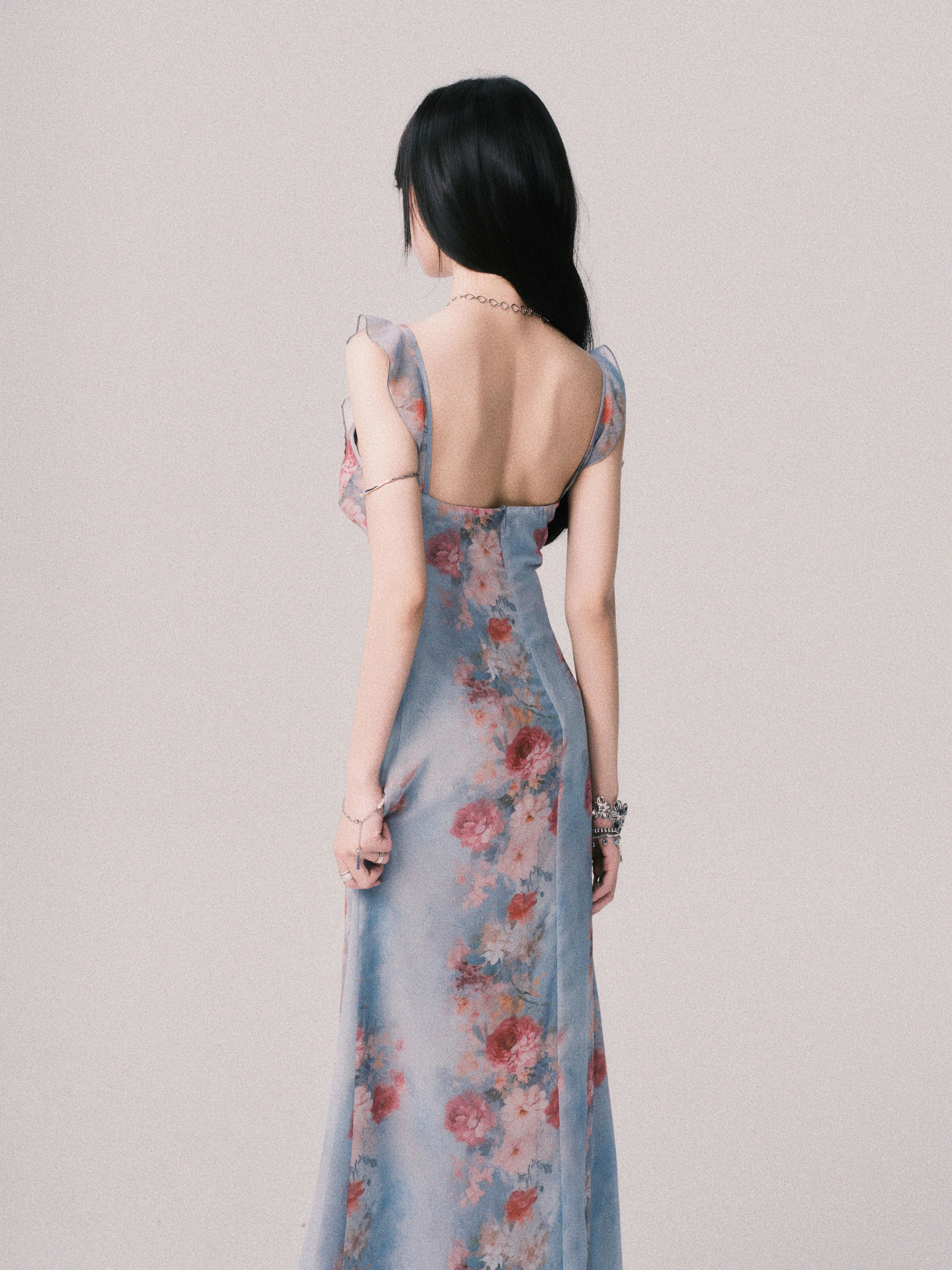 LULUSWINGS Vacation French V-neck Print Suspender Skirt