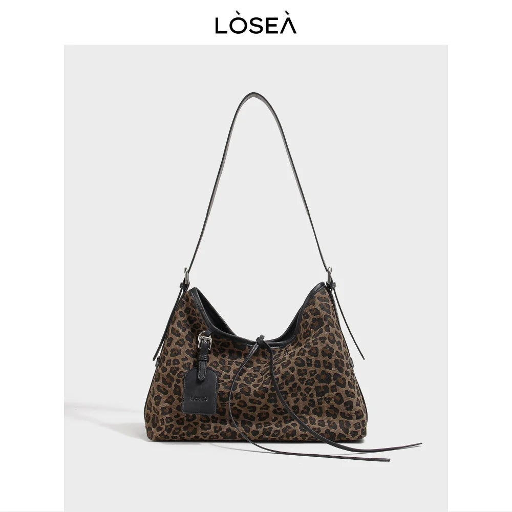 LOSEA X "Miss Polka" leopard print underarm bag