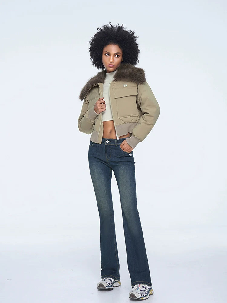 ABMY Embroidered Low-rise Micro-pull Pants Slim-fitting Jeans