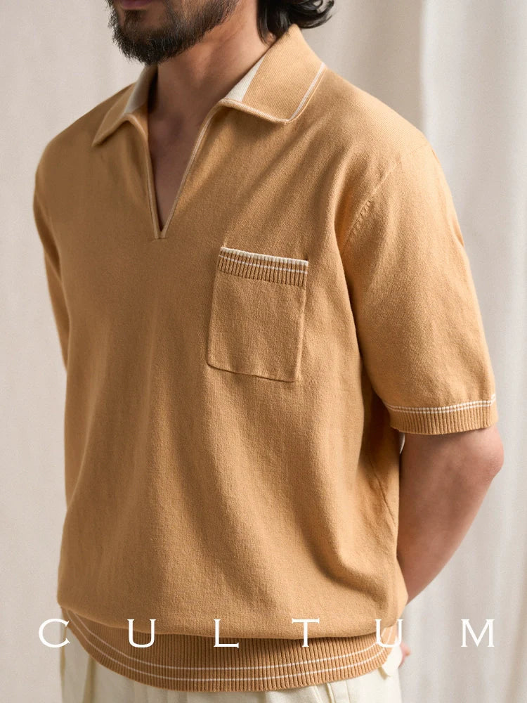 CULTUM Button-free Knitted Polo Shirt Short Sleeve