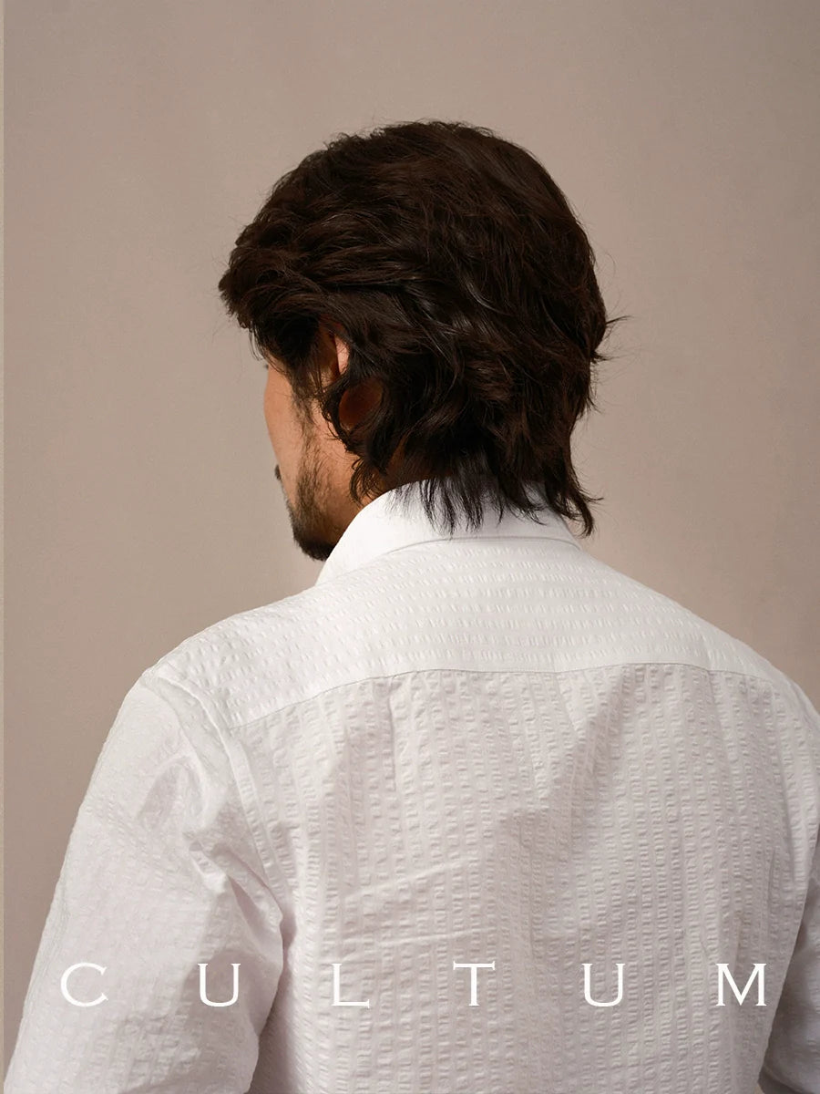 CULTUM Lightweight Breathable Seersucker Button Collar Shirt