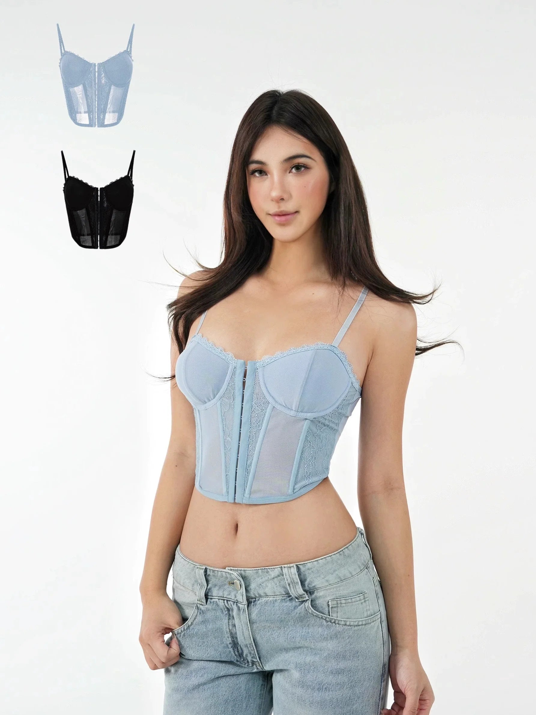 Jim Kennet Lace Fishbone Corset with Suspenders