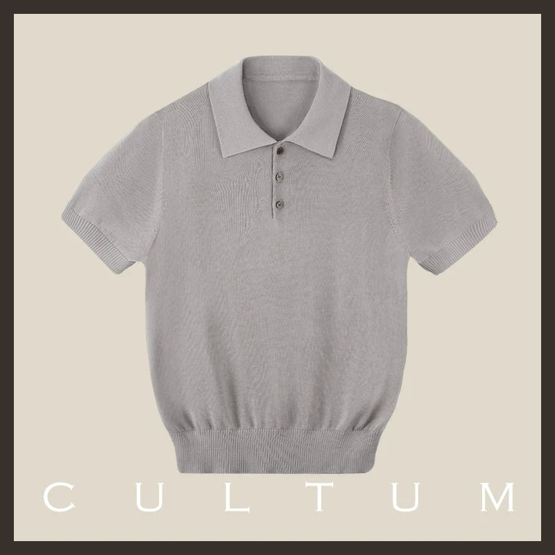 CULTUM  Breathable Knitted Polo Shirt Short Sleeve