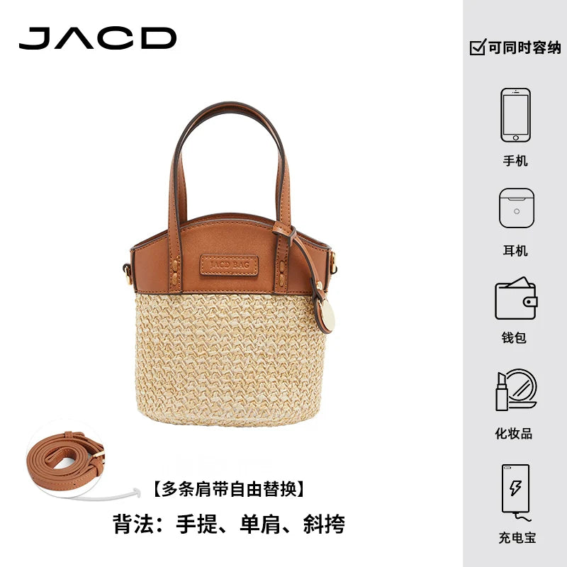 JACD Woven Holiday Portable Messenger Bucket Bag