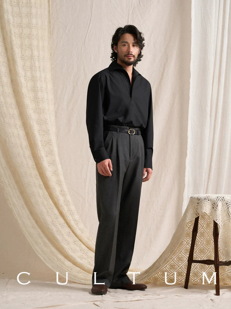 CULTUM Half-open One Piece Silky Cool Long-sleeved Shirt Men