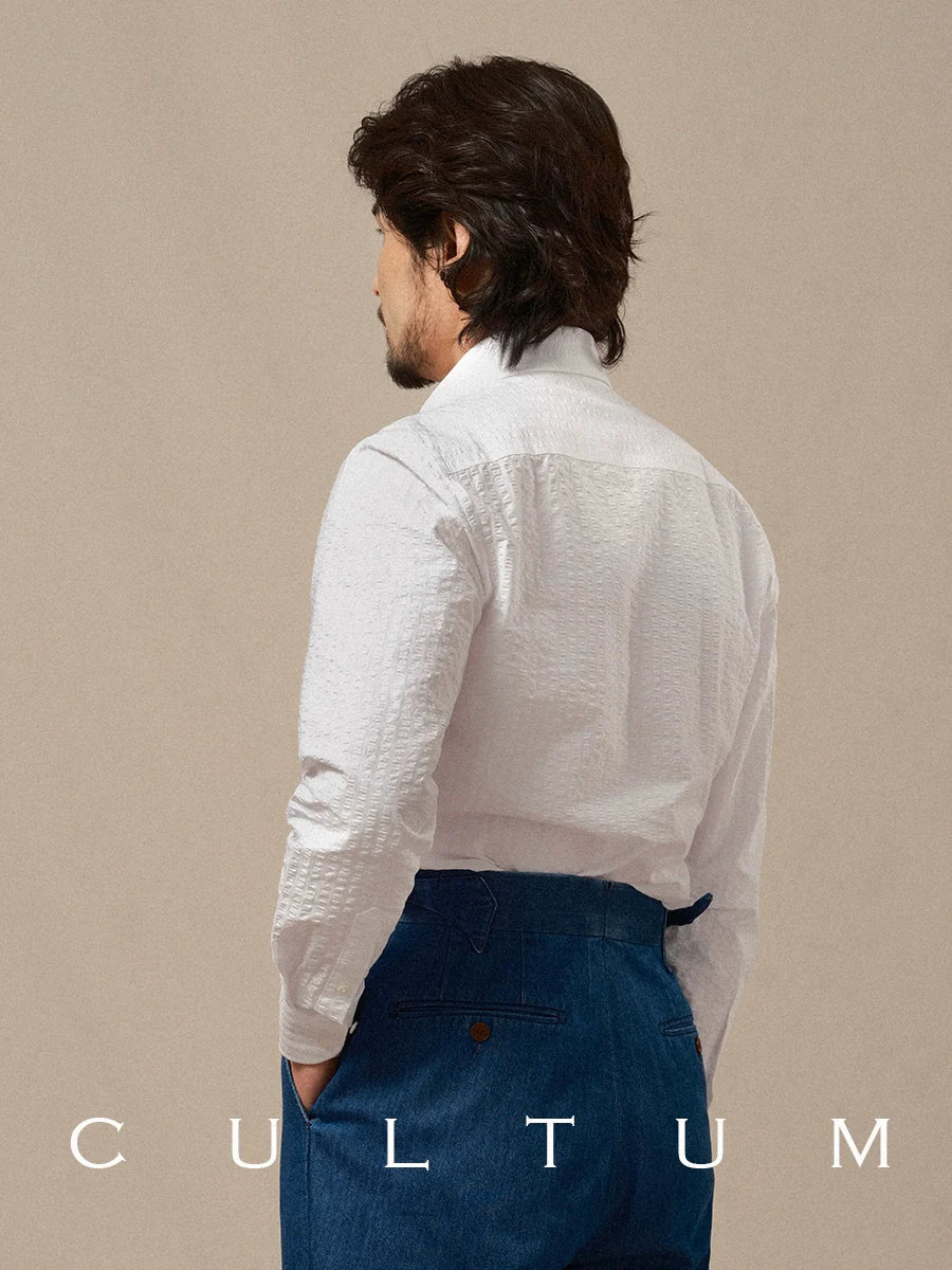 CULTUM Lightweight Breathable Seersucker Button Collar Shirt