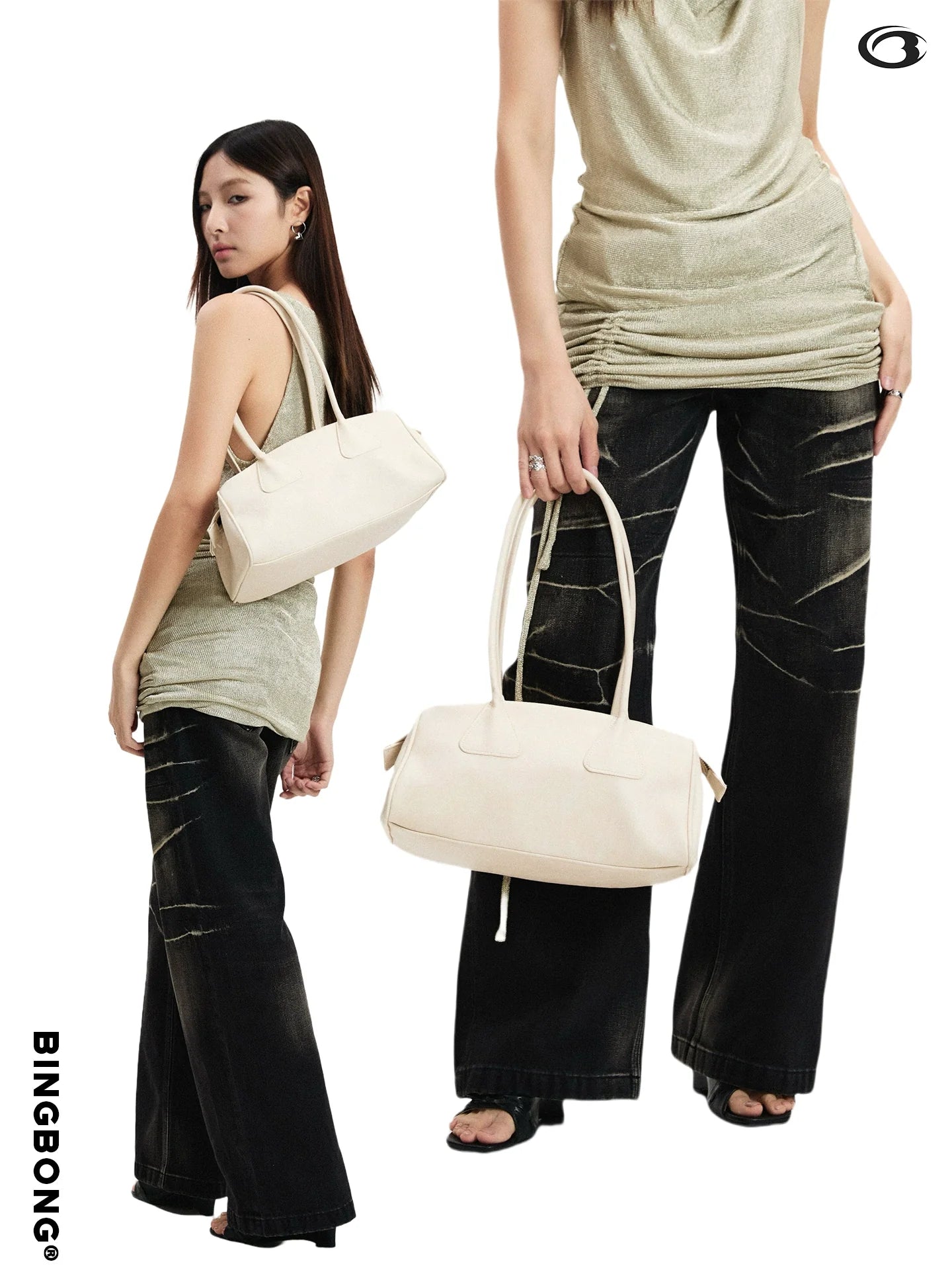 BINGBONG Urban Simple Shoulder Portable Baguette Underarm Bag