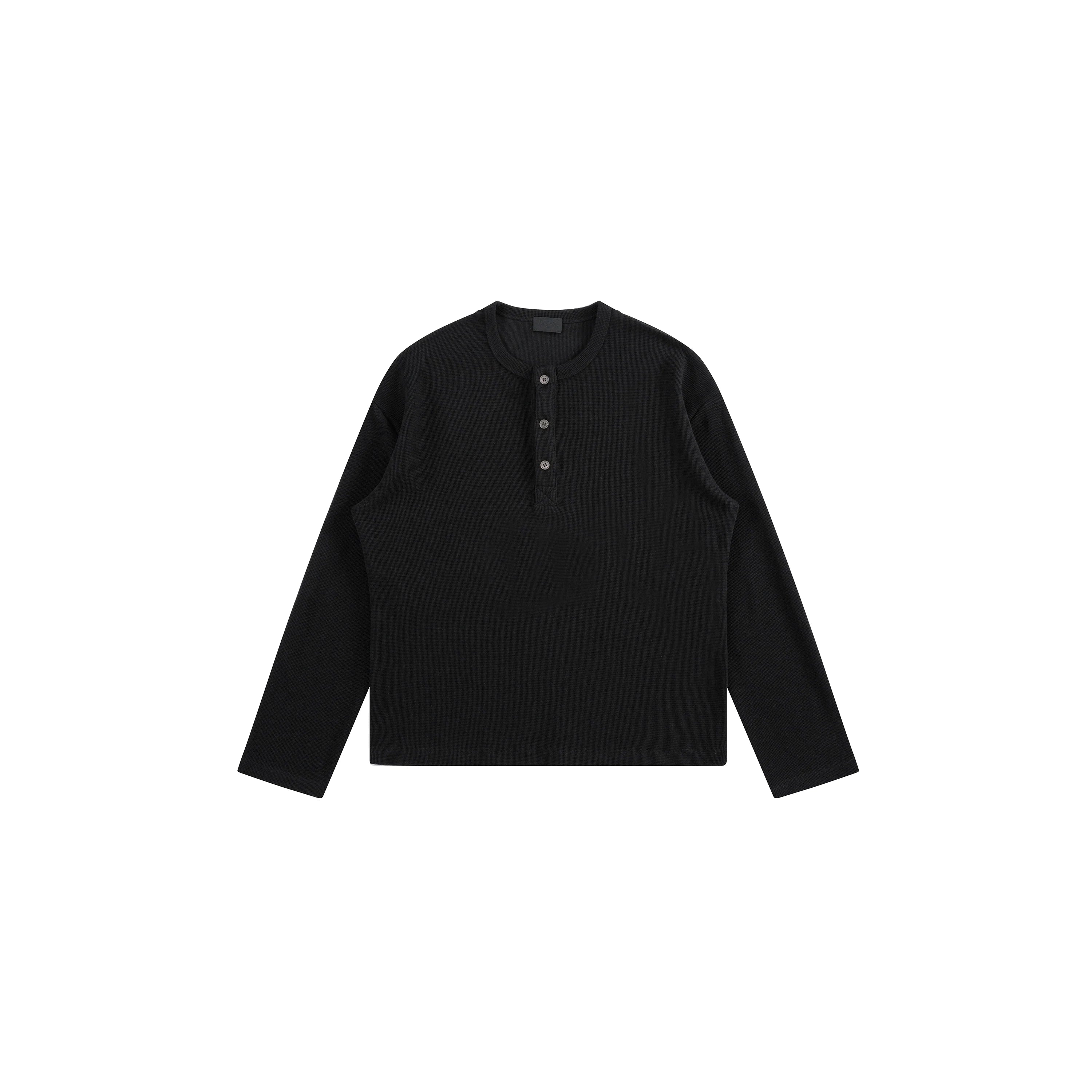 PLUS NO LOGO Diamond Waffle Henry Neck Long Sleeve