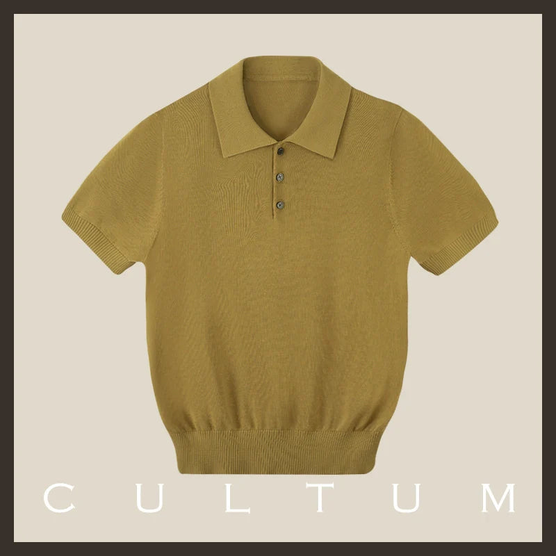 CULTUM  Breathable Knitted Polo Shirt Short Sleeve