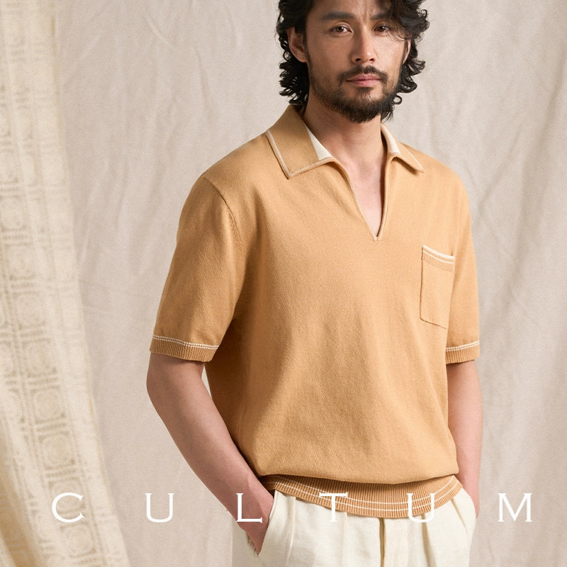 CULTUM Button-free Knitted Polo Shirt Short Sleeve