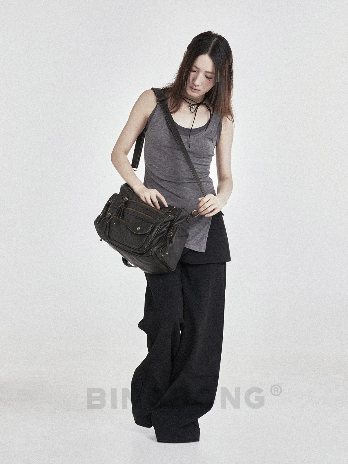 BINGBONG Locomotive Wind Tote Bag Commuter Soft Messenger Bag
