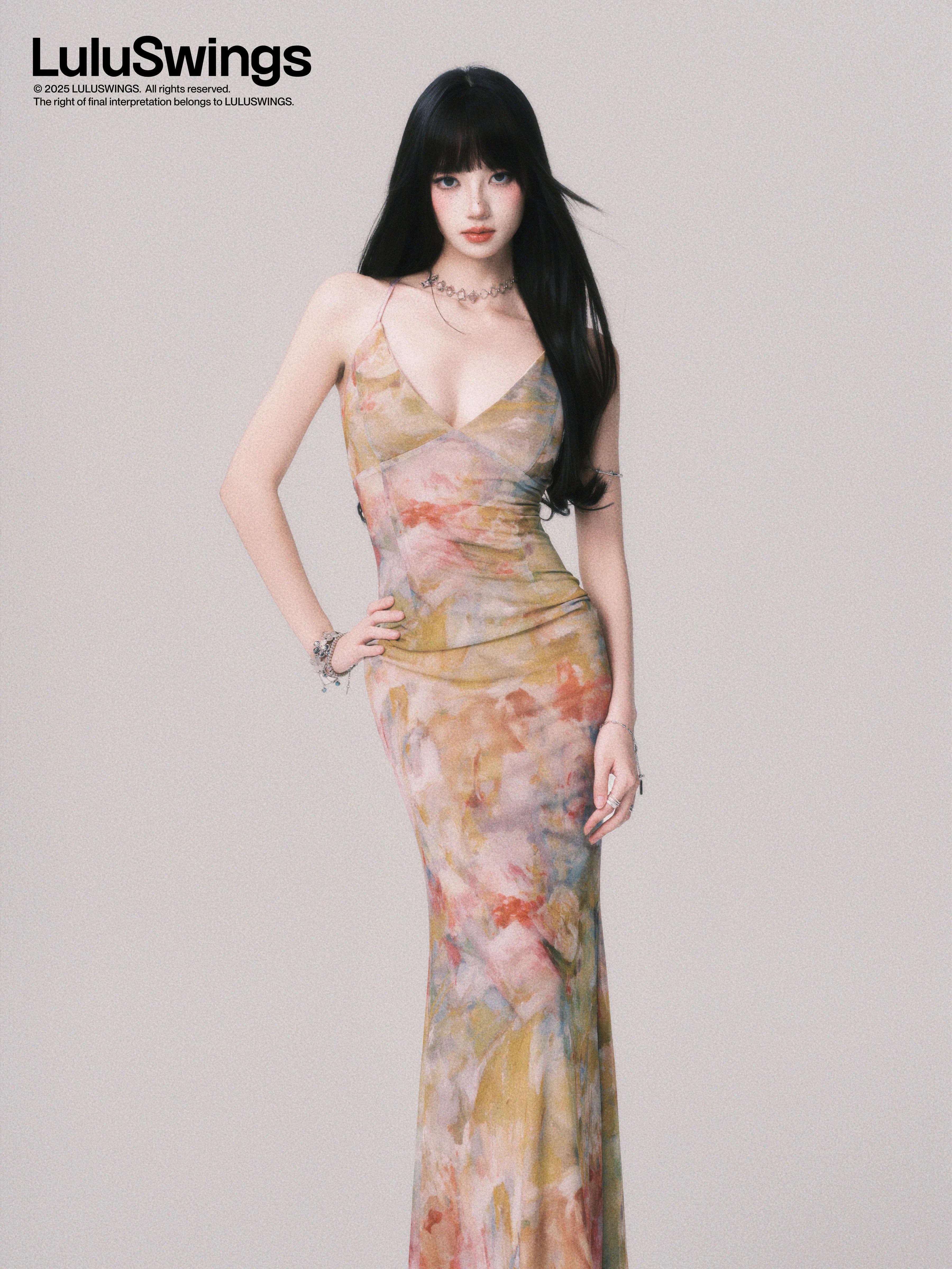 LULUSWINGS V Neck Stretch Sexy Strap Suspender Skirt