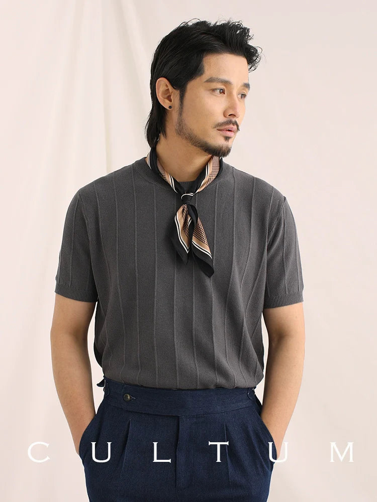 CULTUM Knitted Slim Round Neck Casual Tee