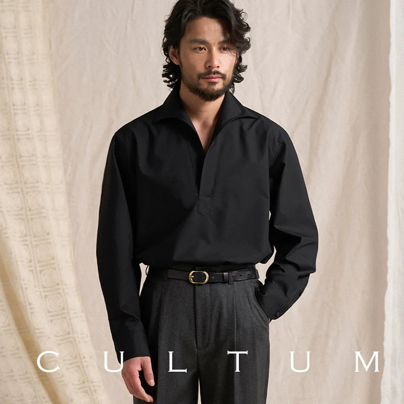 CULTUM Half Open One Piece Collar Ice Modal Shirt