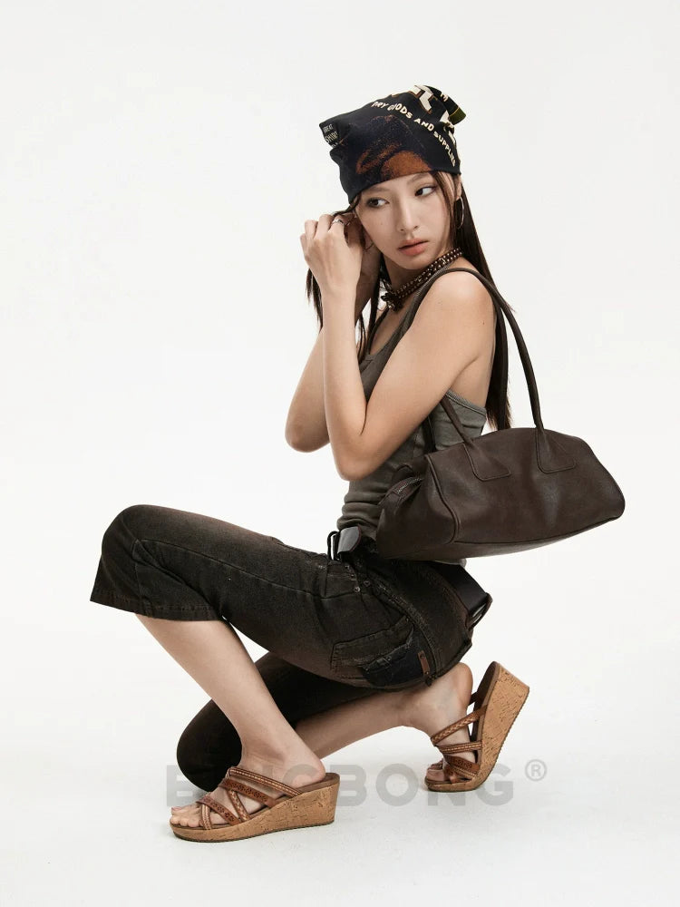 BINGBONG Urban Simple Shoulder Portable Baguette Underarm Bag