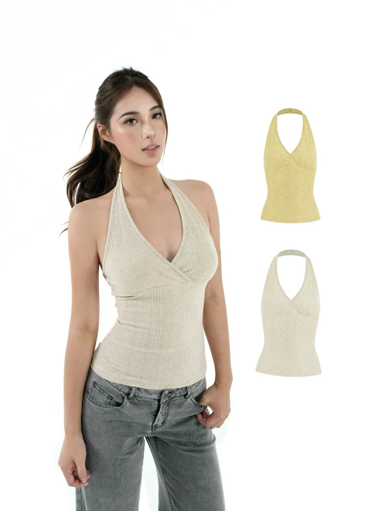 Jim Kennet Cross V-Neck Knitted Pit Strip Neck Sling