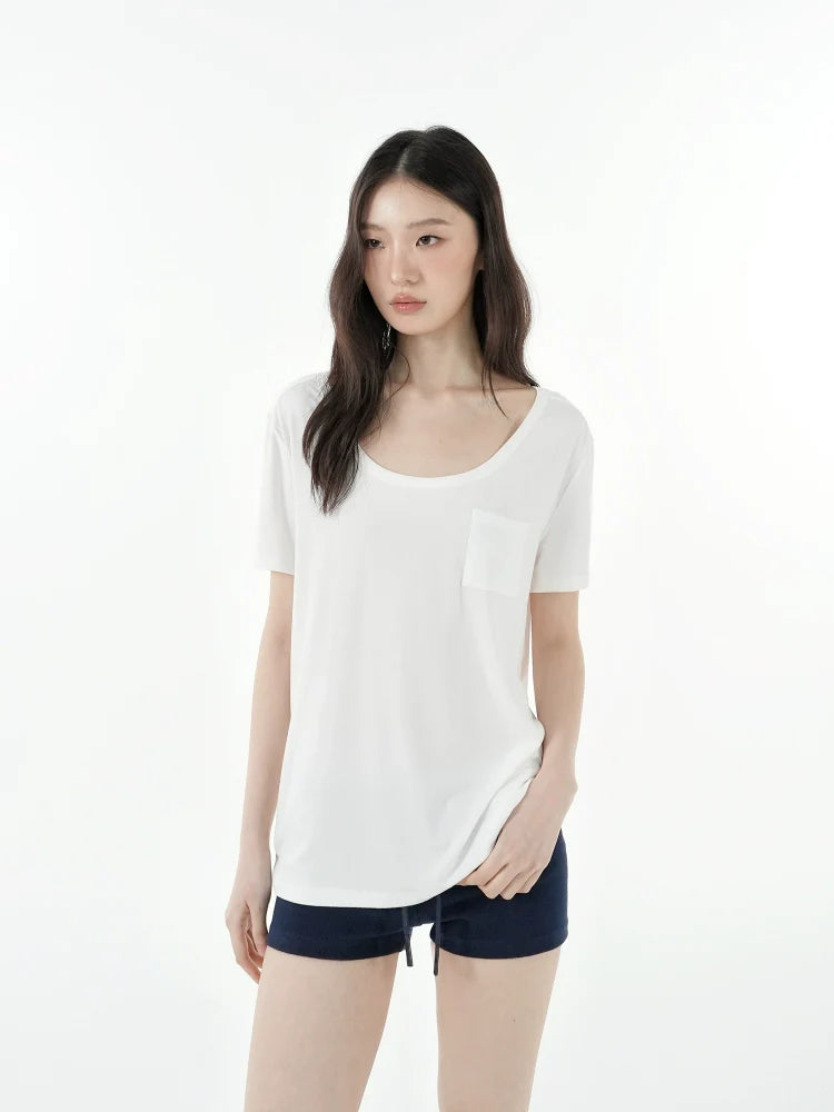 Jim Kennet Cool Big Round Neck Low Chest Loose Tee