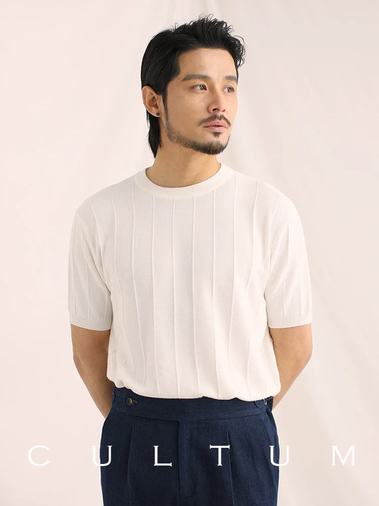 CULTUM Knitted Slim Round Neck Casual Tee