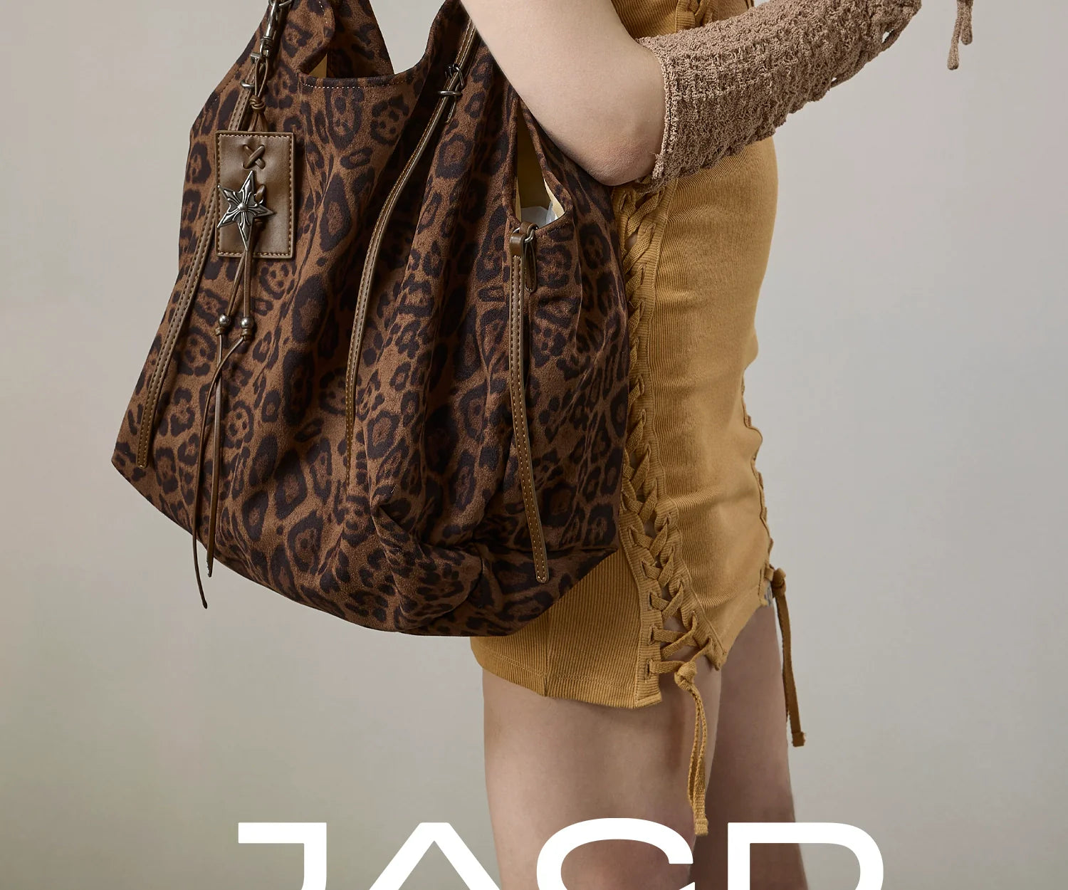 JACD Lazy Slack Retro Leopard Print Large Capacity Tote Bag
