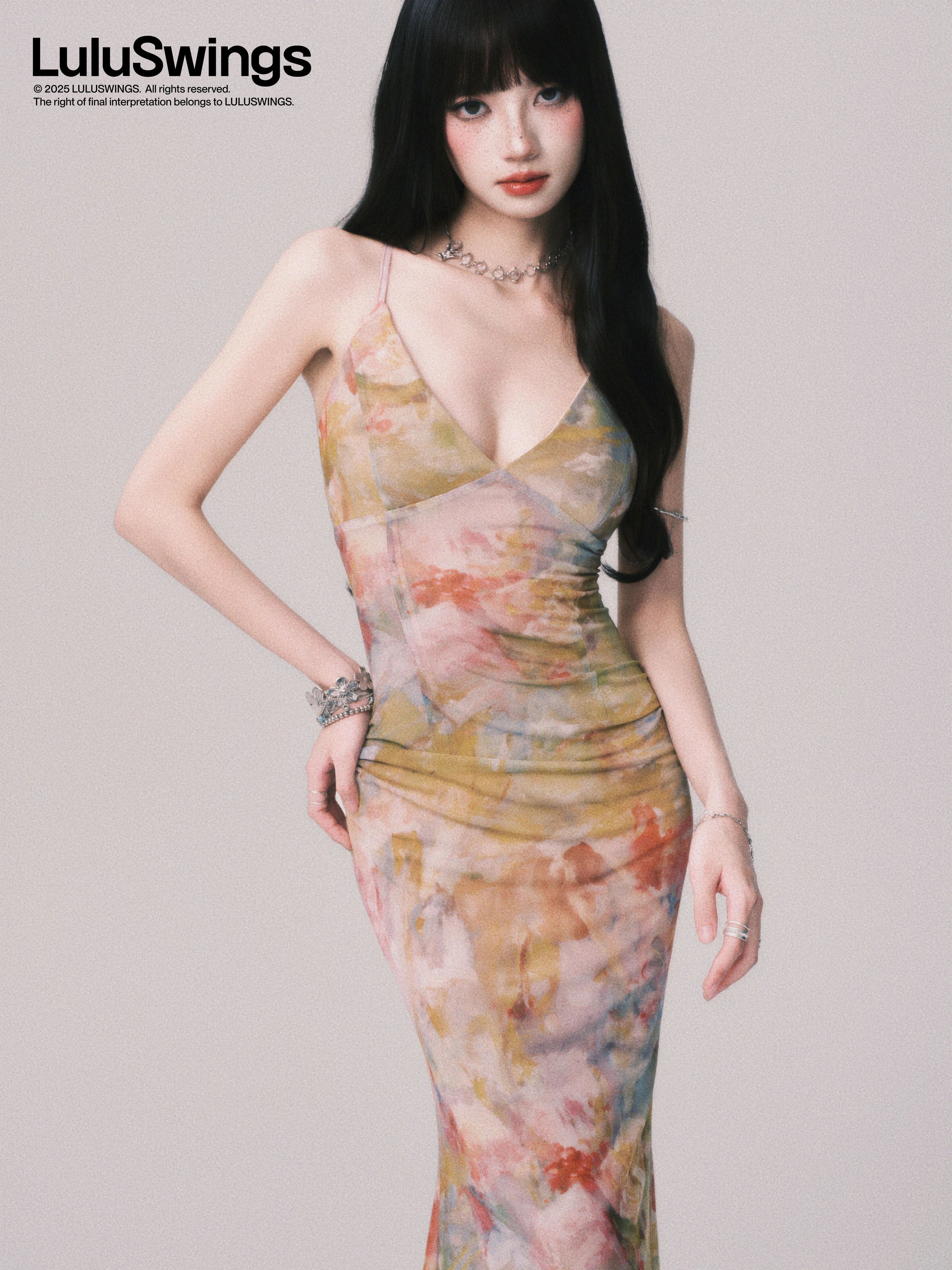 LULUSWINGS V Neck Stretch Sexy Strap Suspender Skirt