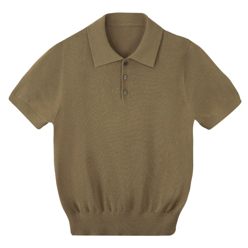 CULTUM  Breathable Knitted Polo Shirt Short Sleeve