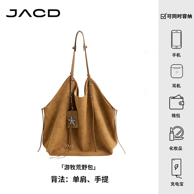 JACD Lazy Slack Retro Leopard Print Large Capacity Tote Bag