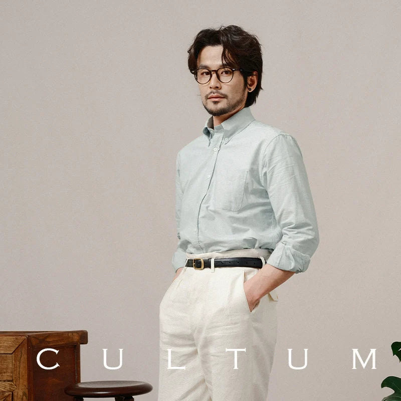 CULTUM 100% Cotton Casual Loose-fitting Long-sleeved Shirt