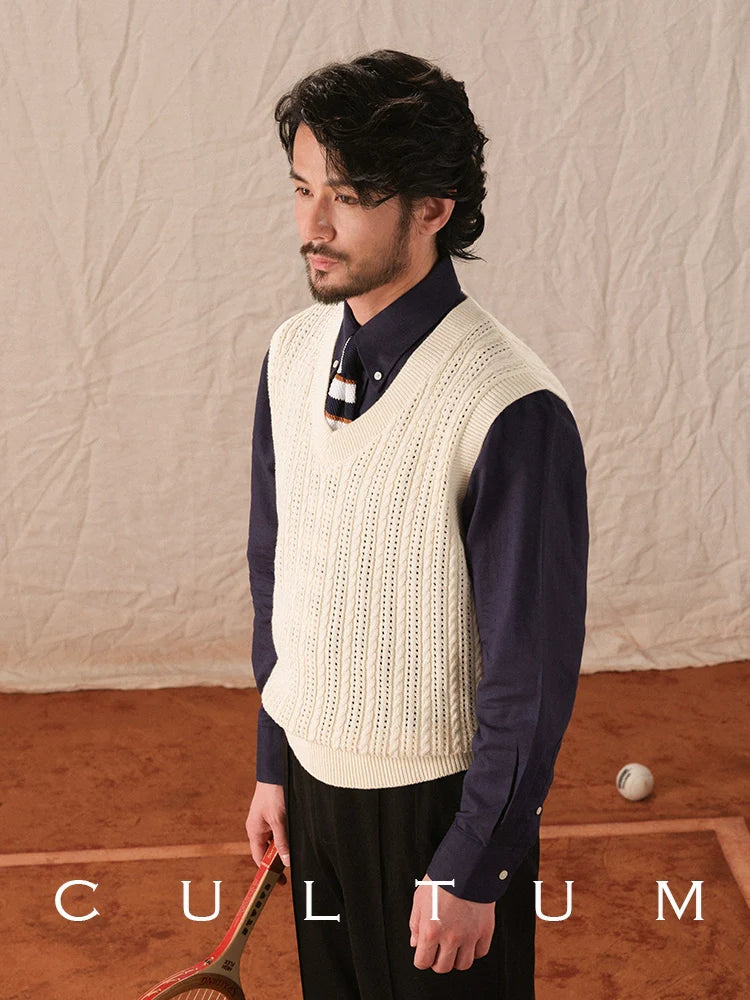 CULTUM Hollow Breathable V-Neck Tennis Bottom Shirt Vest