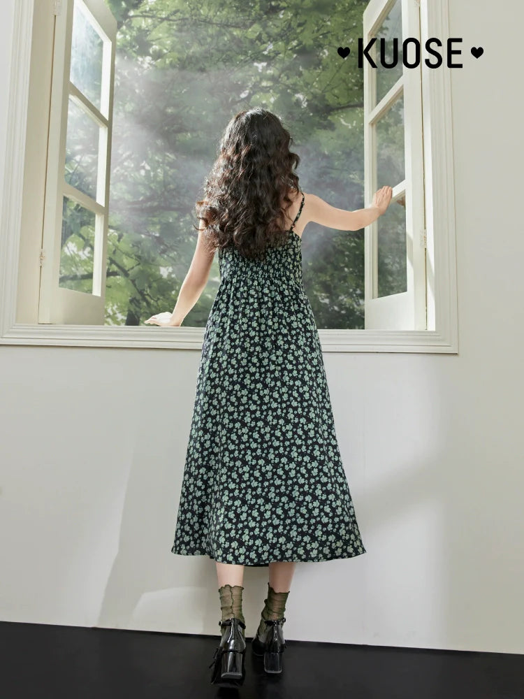 Kuose French Floral Suspender Dress