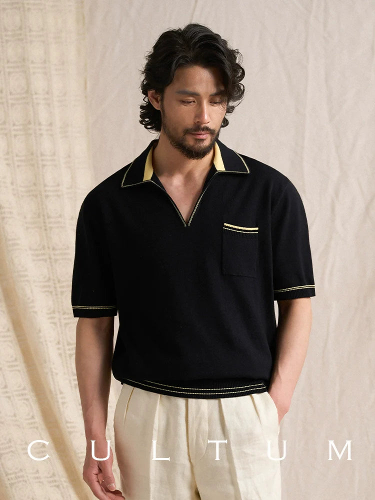 CULTUM Button-free Knitted Polo Shirt Short Sleeve