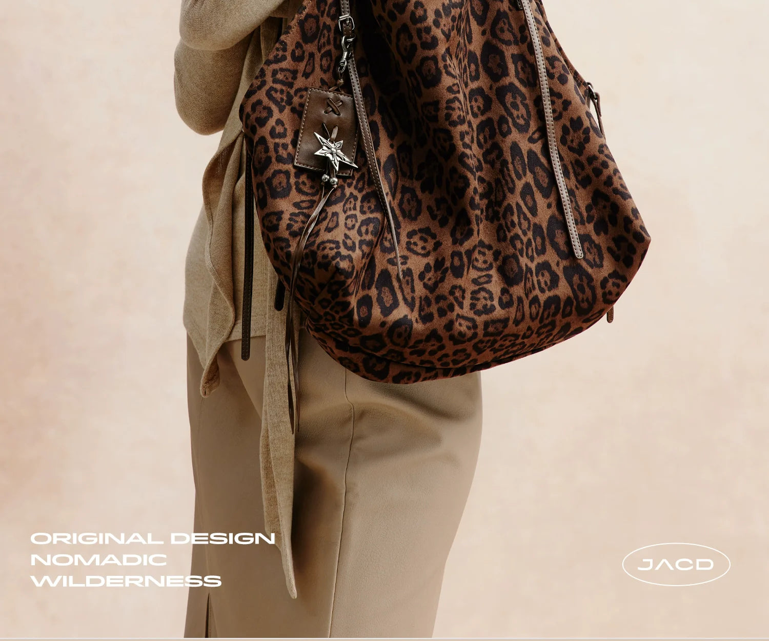 JACD Lazy Slack Retro Leopard Print Large Capacity Tote Bag