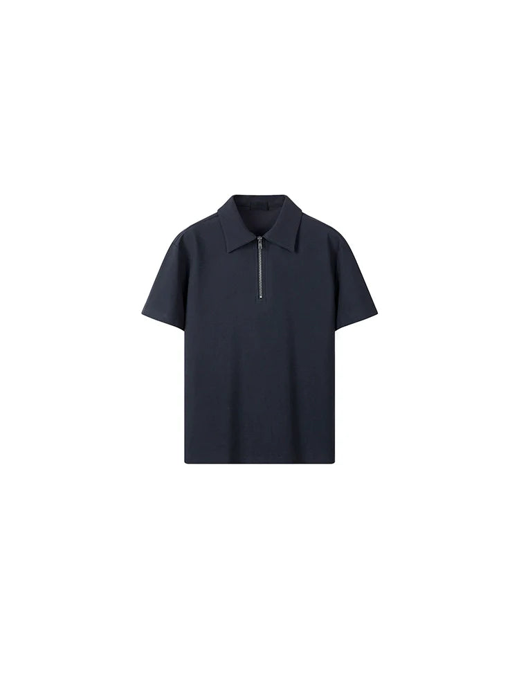 PLUS NO LOGO Half Zipper Polo Short Sleeve Shirt