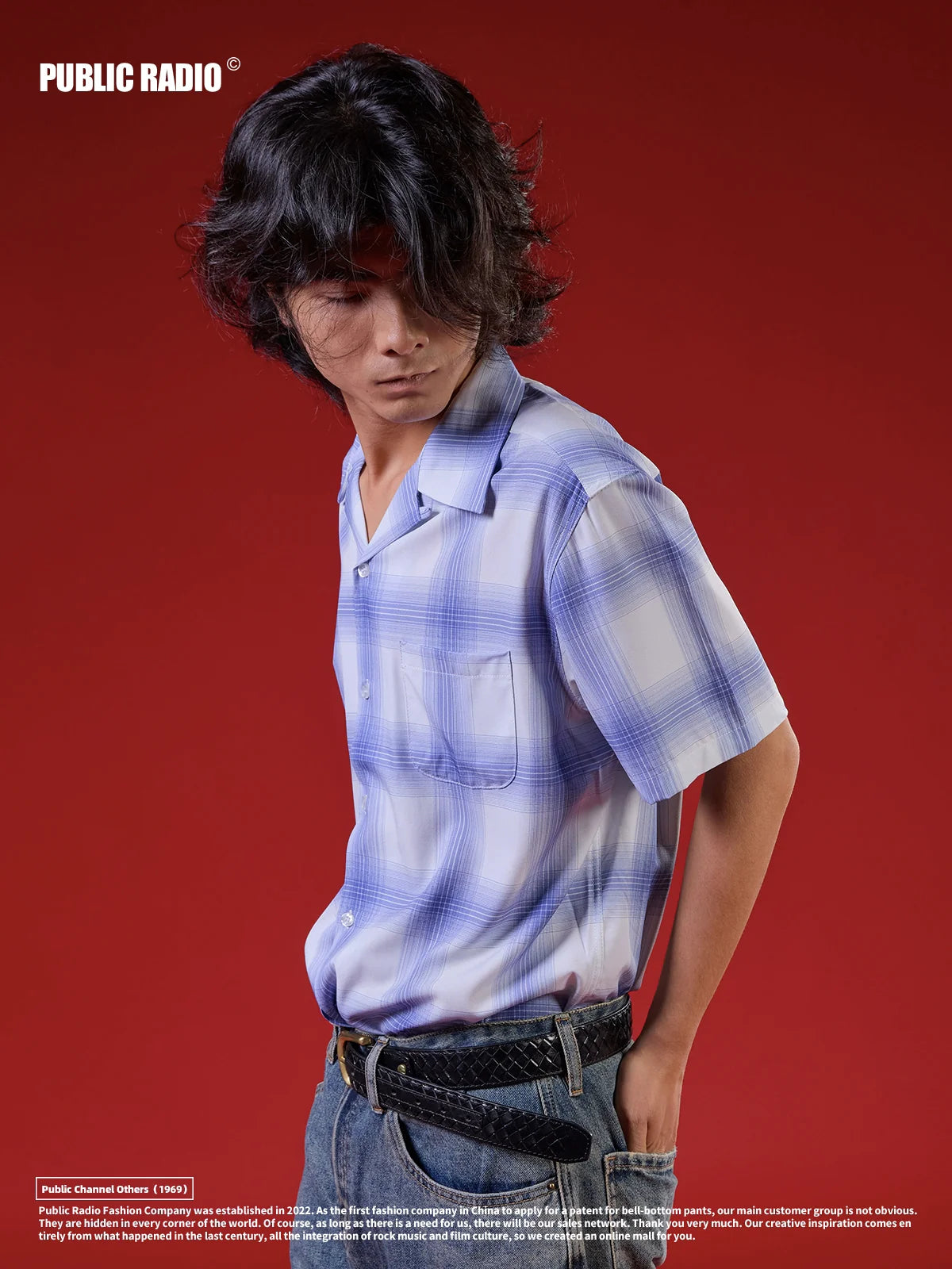 PUBLICRADIO Vintage Street Checked Loose Short Sleeve Shirt