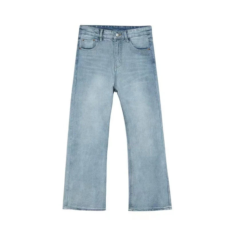PUBLICRADIO Retro Washed Denim Micro-horn Trousers