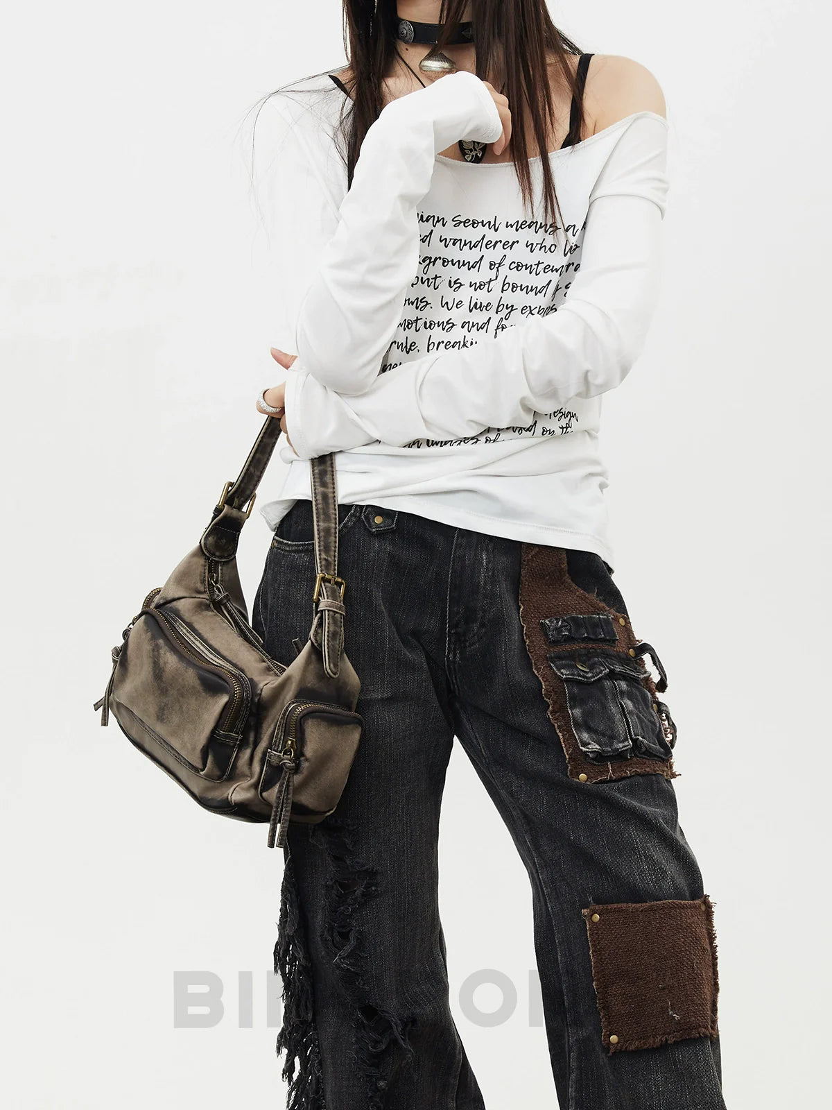 BINGBONG Retro Locomotive Bag Maillard Large Capacity Messenger Bag