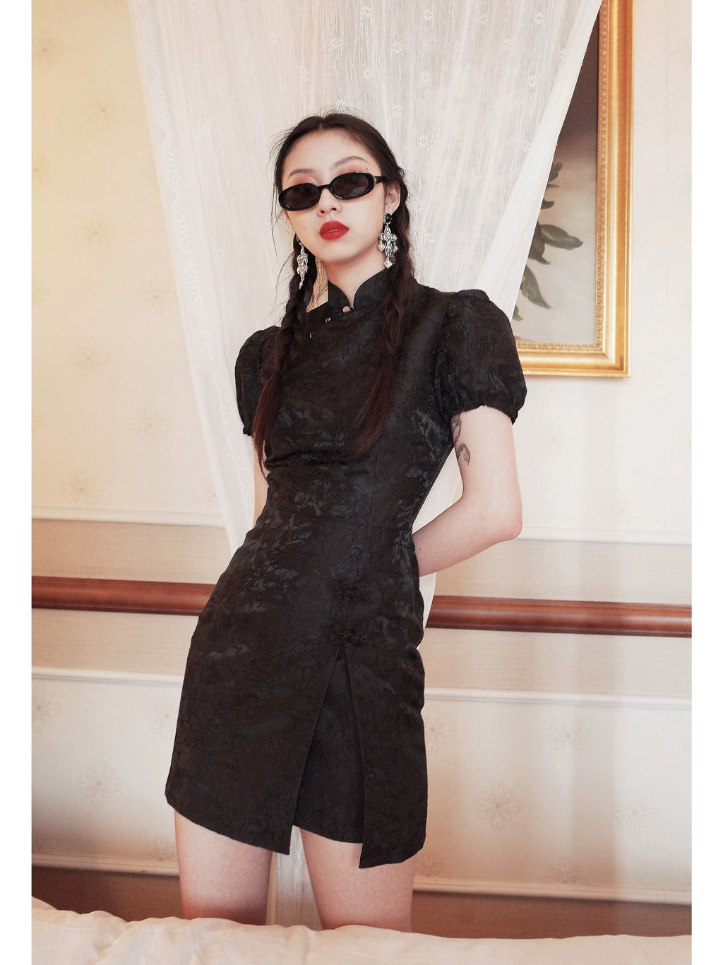 LULUSWINGS Chinese Style Three-dimensional Heavy Jacquard Slim Cheongsam