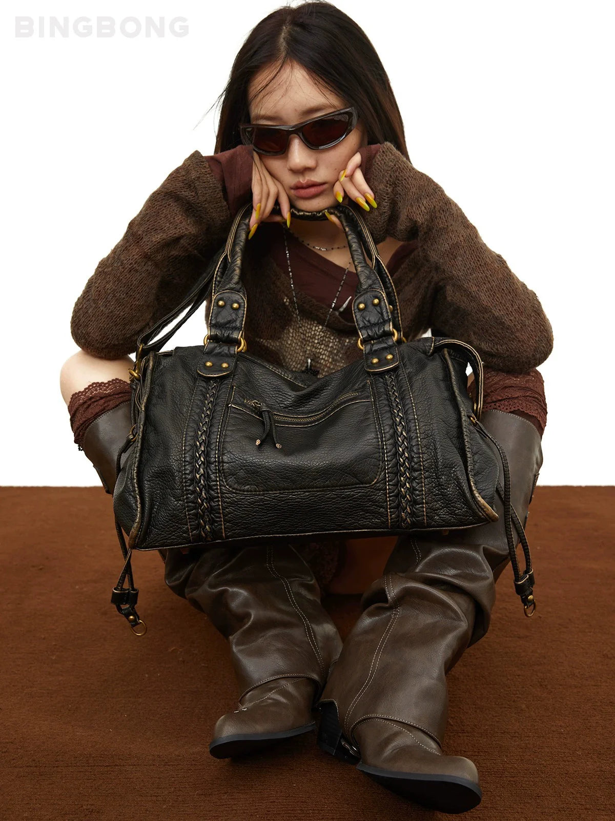 BINGBONG Retro Locomotive Bag Shoulder Messenger Bag Tote Bag