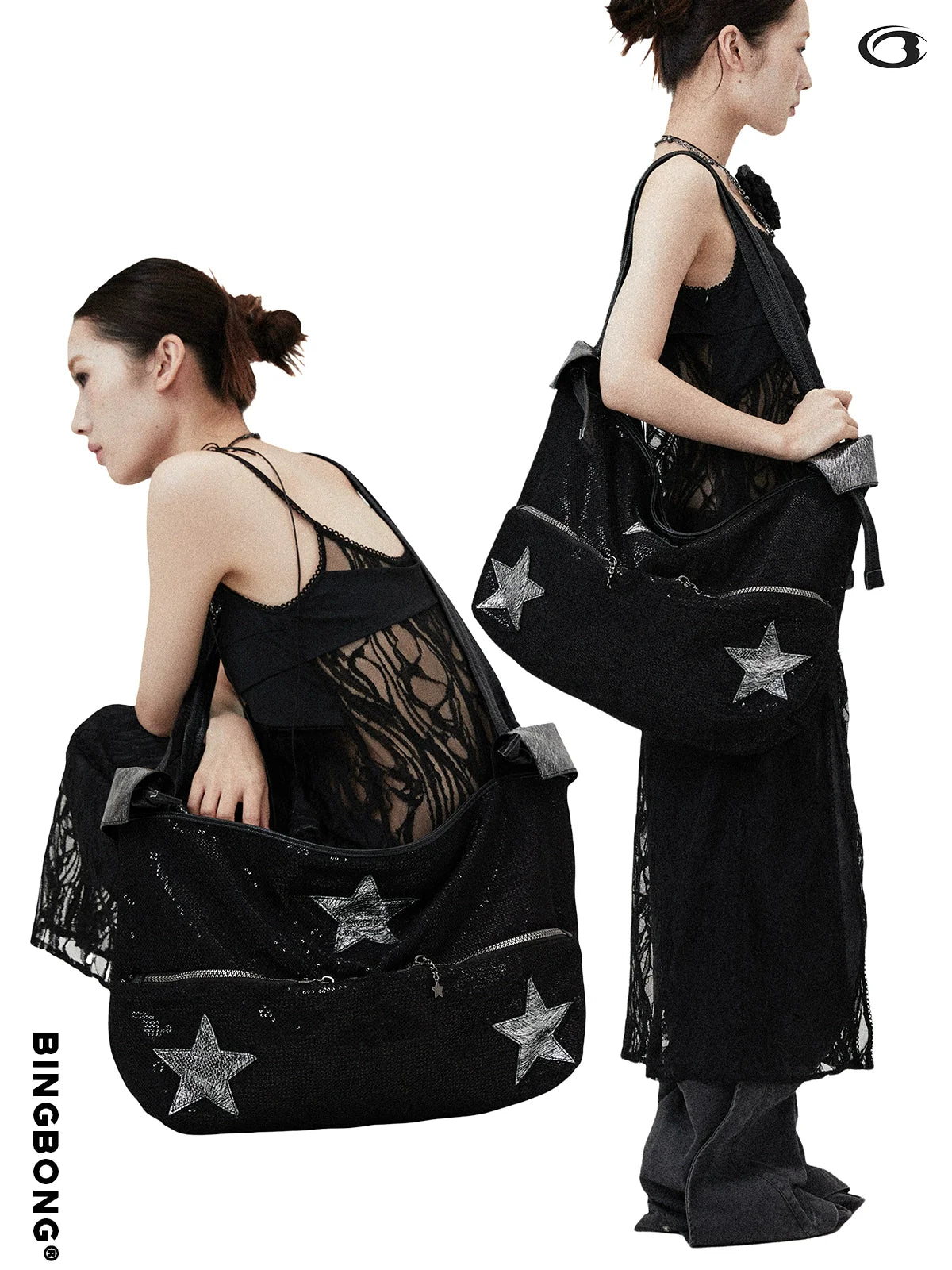 BINGBONG Retro Tote Bag Large Capacity Shoulder Messenger Bag