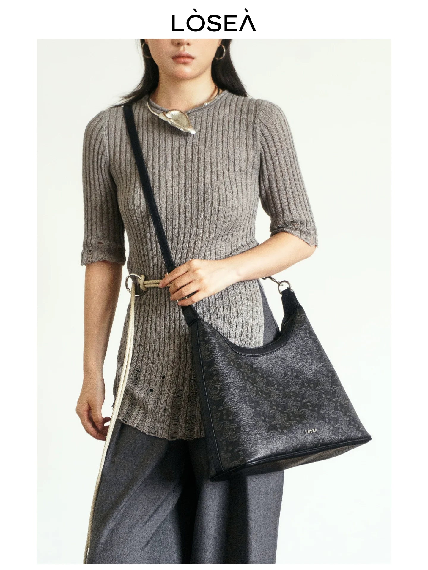 LOSEA Ruyi Moire Underarm Retro Shoulder Bag